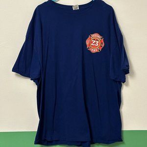 TBRU Station 23 T-Shirt, Size XXXL, Dark blue tee with small pocket graphic